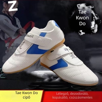 Taekwondo edzőcipő felnőtteknek (férfiak) + légáteresztő, könnyű, csúszásmentes + Felsőrész: szintetikus bőr; Talp: TPR; Beltéri fitnesz cipő