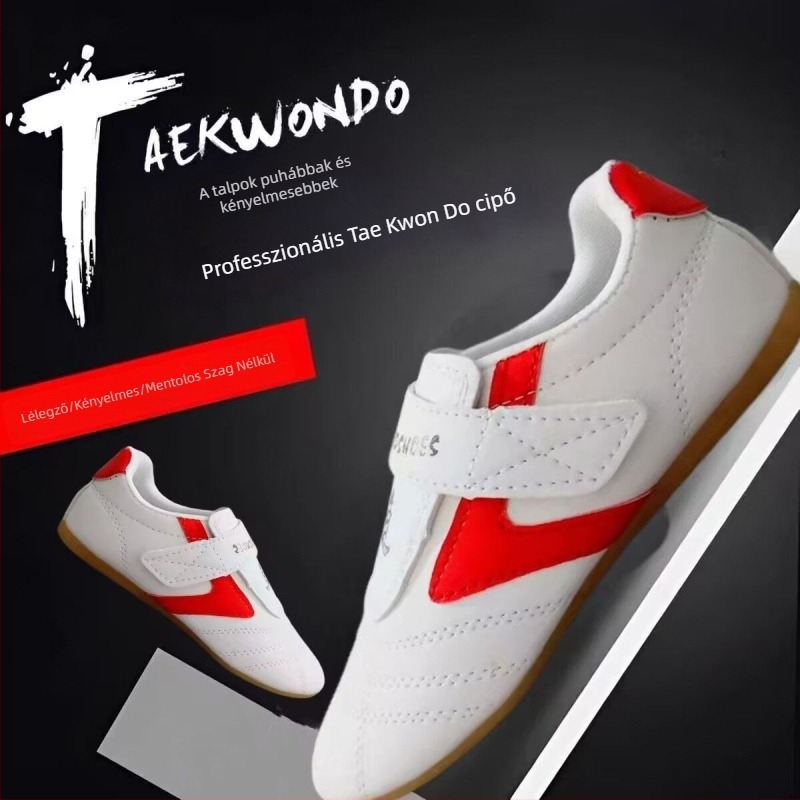 Taekwondo edzőcipő felnőtteknek (férfiak) + légáteresztő, könnyű, csúszásmentes + Felsőrész: szintetikus bőr; Talp: TPR; Beltéri fitnesz cipő