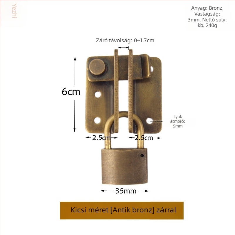 Latch Hasp – sárgaréz, elektroplatált felület, új kínai stílus, Chengyu