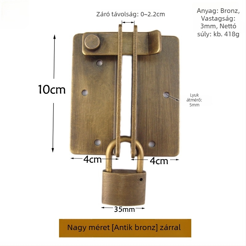 Latch Hasp – sárgaréz, elektroplatált felület, új kínai stílus, Chengyu