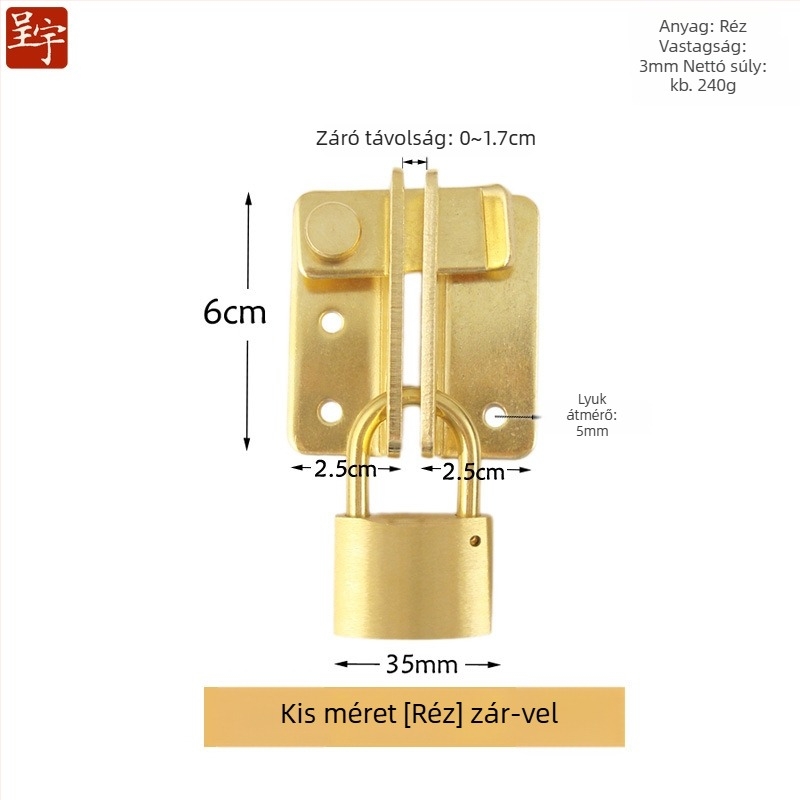 Latch Hasp – sárgaréz, elektroplatált felület, új kínai stílus, Chengyu