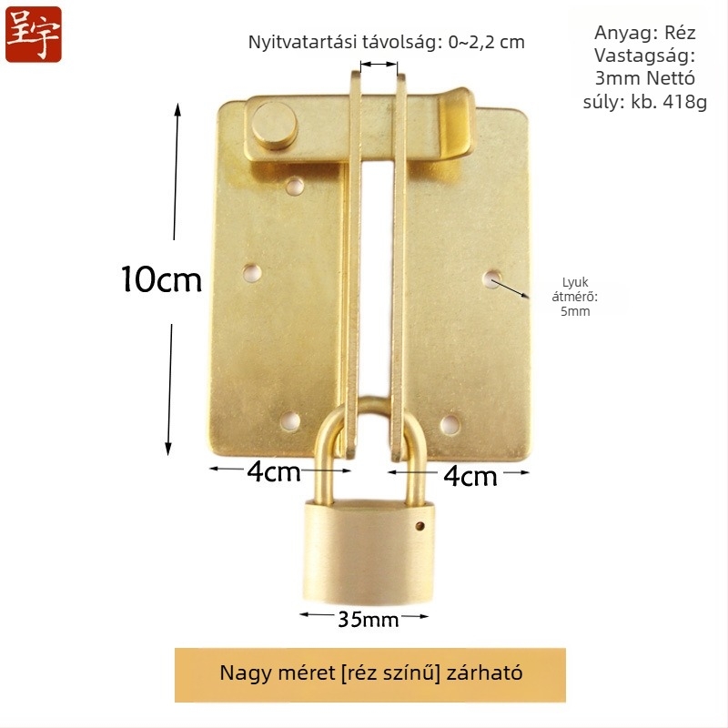 Latch Hasp – sárgaréz, elektroplatált felület, új kínai stílus, Chengyu
