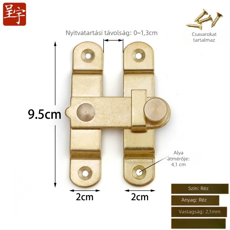 Latch Hasp – sárgaréz, elektroplatált felület, új kínai stílus, Chengyu