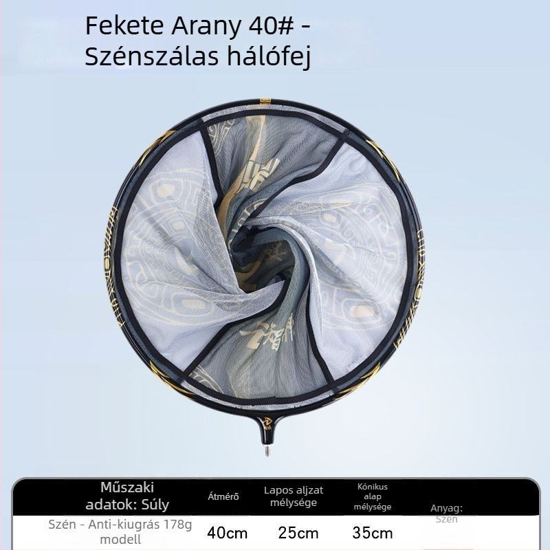 Egyetlen gyűrűs merítőfej, anti-snag kialakítás, poliészter háló (terhelhetőség 25 kg, mélység 25)