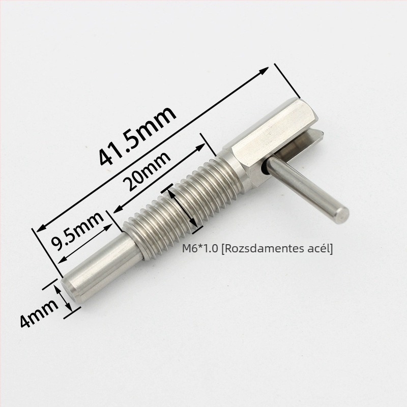 Indexelő csap, L-típusú, meghosszabbított, durva menettel, gombos plunjer, rugó