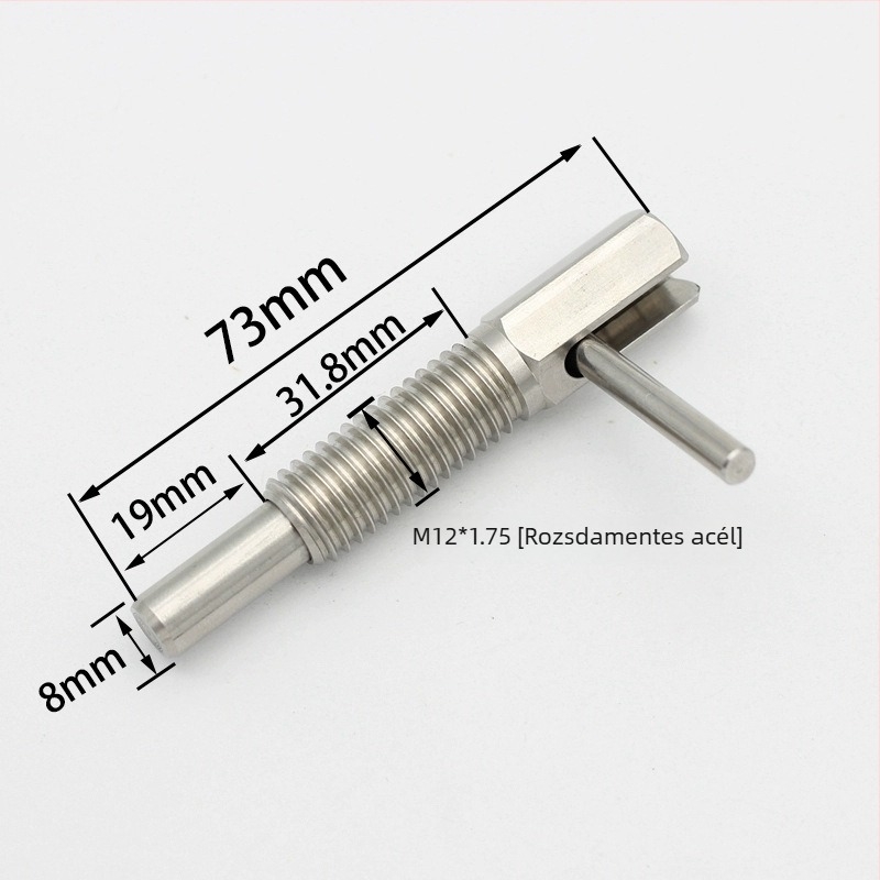 Indexelő csap, L-típusú, meghosszabbított, durva menettel, gombos plunjer, rugó