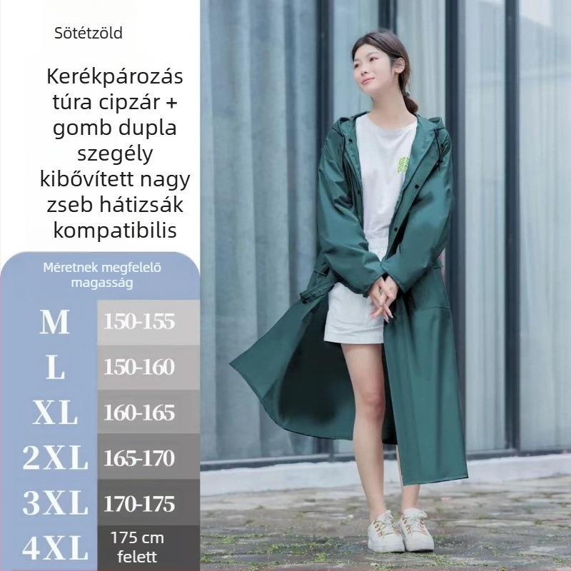 Felnőtt esőkabát, túra poncsó, vastag anyag, teljes testet fedő dizájn