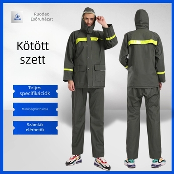Esőkabát és esőnadrág készlet, vastag fényvisszaverő bevonattal, kurier számára, szétválasztható stílus kerékpározáshoz és túrázáshoz, teljes testet fedő nehéz esővédő