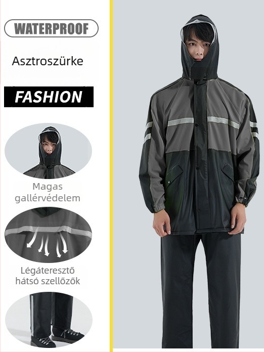 Esőkabát és esőnadrág készlet, vastag fényvisszaverő bevonattal, kurier számára, szétválasztható stílus kerékpározáshoz és túrázáshoz, teljes testet fedő nehéz esővédő