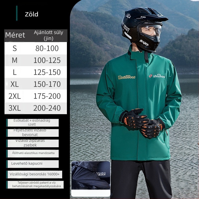 Szétválasztott motorkerékpáros esőkabát nadrágokkal, felnőtteknek – vízálló tavaszi pongee anyag, PVC ragasztóréteg
