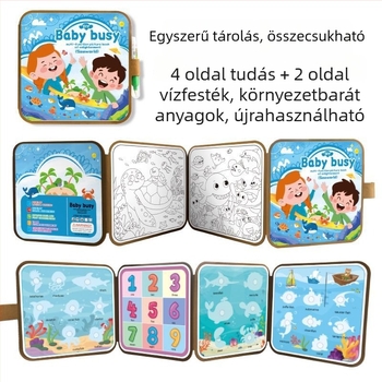 Korai nevelést támogató csendes könyvek és vízfestő könyv, összecsukható tároló, papíralapú puzzle, sík puzzle, 4–6 éveseknek, logóval testre szabható
