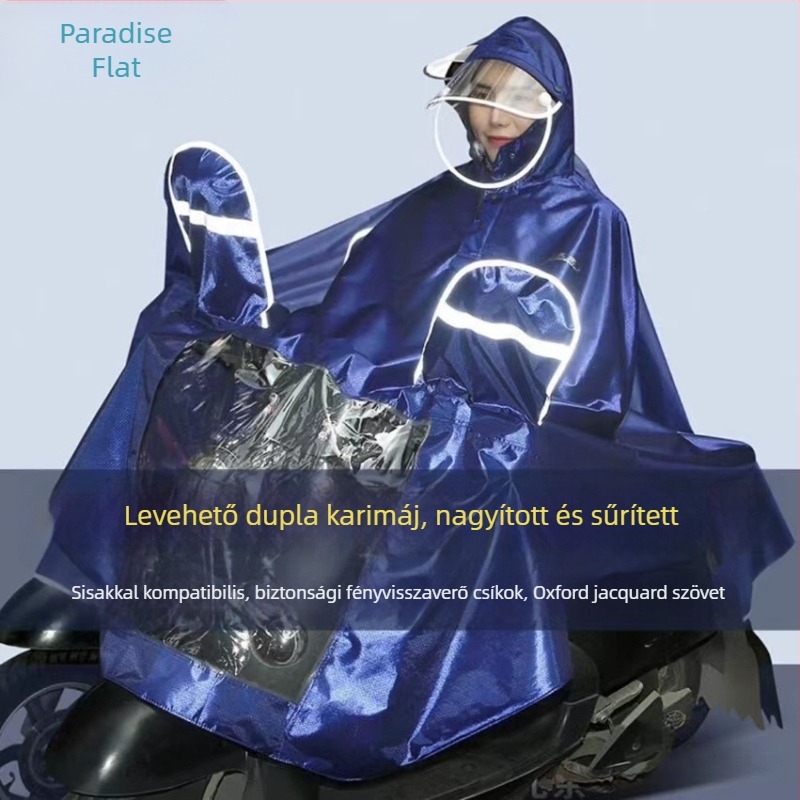Heaven esőkabát elektromos robogókhoz és motorkerékpárokhoz – reflexiós csíkok, poncsó dupla karimával, logó nyomtatás, XL méret