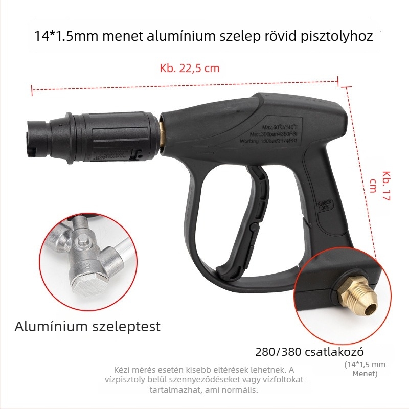 Magasnyomású autómosó pisztolyfej, típus 380/58, műanyag markolat, súly 250 g
