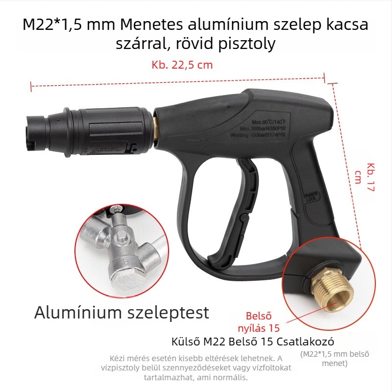 Magasnyomású autómosó pisztolyfej, típus 380/58, műanyag markolat, súly 250 g
