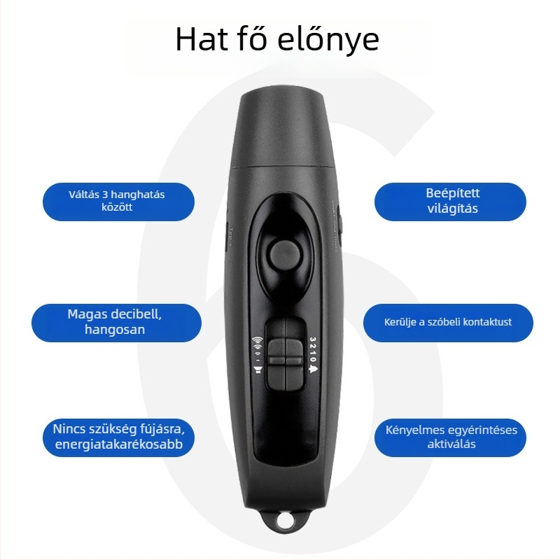 Elektronikus síp USB-töltéssel és fénnyel, nagy hangerősségű hang kültéri edzéshez háziállatok számára, ABS test