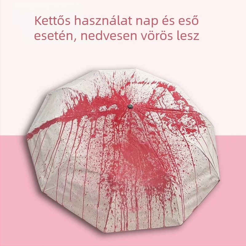 Kermit összecsukható esernyő, UV-védelem UPF 50+, 210T poliészter szövet, 8 borda, acél szár