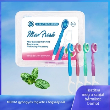 Egyszer használatos mini fogkefe pattogó gyöngyökkel, többfunkciós fogfogselyem, friss lehelet, tiszta száj, utazáshoz (Anyag: műanyag (PU); Szavatosság: 360 nap; Doboz mennyiség: 100 db; 10 pálca/doboz; Logó nyomtatás elérhető; Testreszabás elérhető)