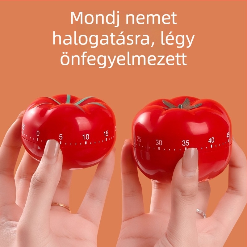 Paradicsom időmérő – kör alakú kijelző, numerikus megjelenítés, modern minimalista stílus, konyhai időzítő