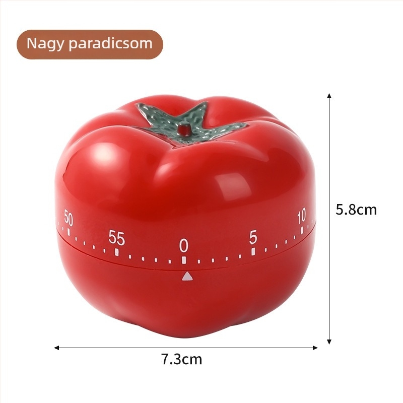 Paradicsom időmérő – kör alakú kijelző, numerikus megjelenítés, modern minimalista stílus, konyhai időzítő