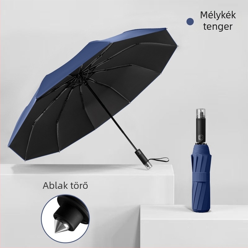 Reklám esernyő 10 bordás acélszerkezettel, automata nyitás-zárás, ütésálló vászon, logó nyomtatás lehetséges