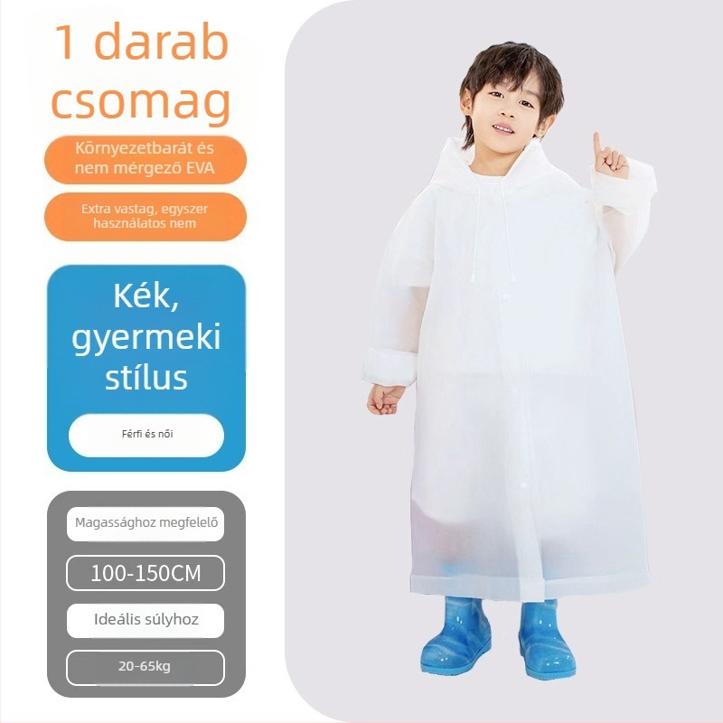 Felnőtt esőkabát EVA anyagból, hosszú, teljes testet fedő, függő tárolóval, túrázáshoz és a szabadban