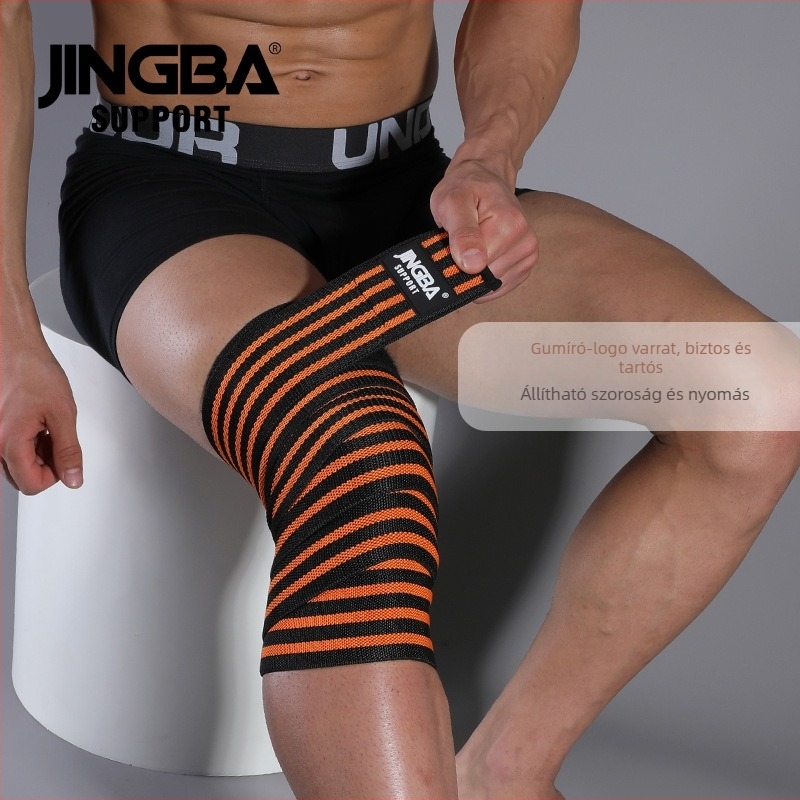 JINGBA SUPPORT térdvédők, nylon-spandex anyag, pántos térdvédő, csúszásmentes, edzéshez guggoláshoz és súlyemeléshez