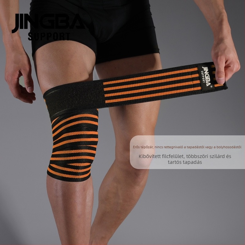 JINGBA SUPPORT térdvédők, nylon-spandex anyag, pántos térdvédő, csúszásmentes, edzéshez guggoláshoz és súlyemeléshez