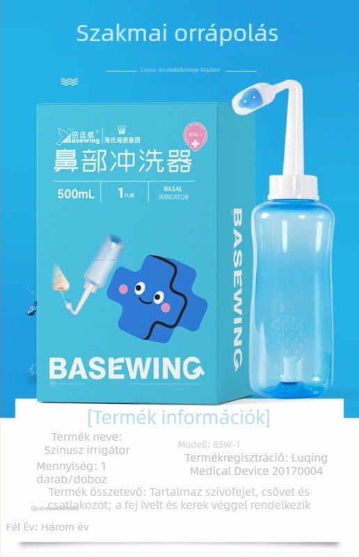 Hai shi hai nuo nazális öblítő készülék, orvosi felhasználásra; sóoldattal kompatibilis; újrahasználható; sterilizálási módszer: nazális öblítés; 3 éves érvényesség.