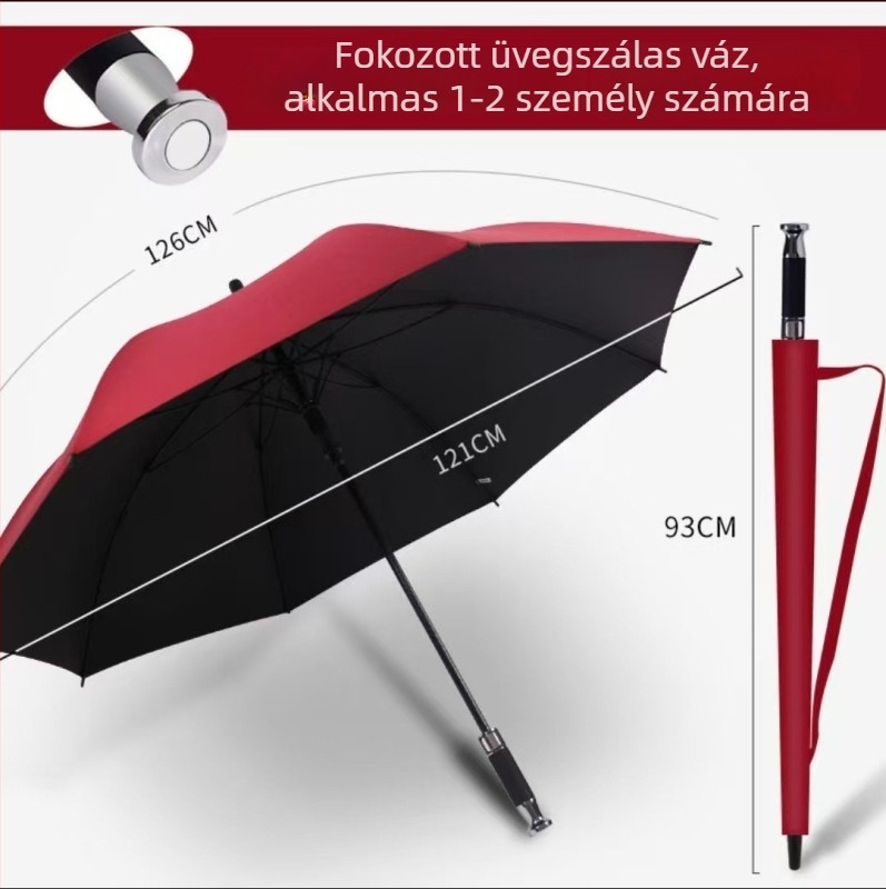 Automata összecsukható esernyő autóhoz, 10 bordával, acélszerkezet, gumírozott nyél, UPF 40+, logónyomás elérhető