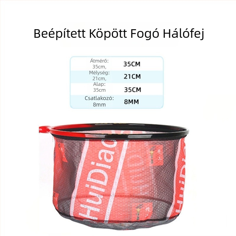Horgász hálófej alumíniumötvözetből, integrált gyűrű és leválasztható hálóval, gyorsan száradó, anti-akadás — Nano háló, teherbírás 10 kg, mélység 25, Beautiful fishing