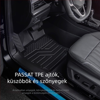 Passat 2025-ös padlószőnyeg készlet küszöbmegoldással, ötüléses konfigurációhoz, logó nyomtatás, termékkód 6823H886815Z14