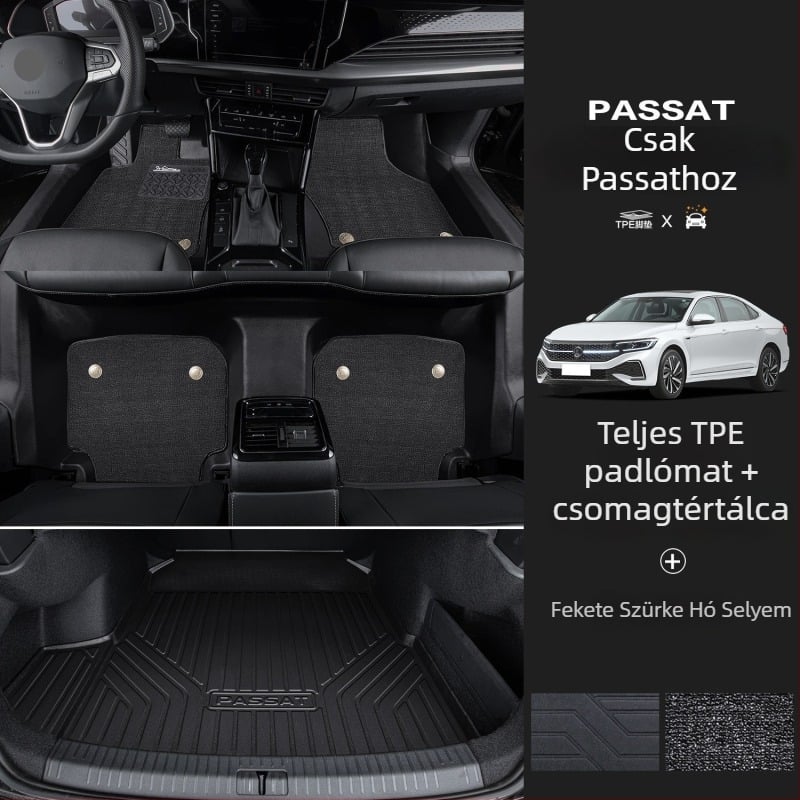 Passat 2025-ös padlószőnyeg készlet küszöbmegoldással, ötüléses konfigurációhoz, logó nyomtatás, termékkód 6823H886815Z14