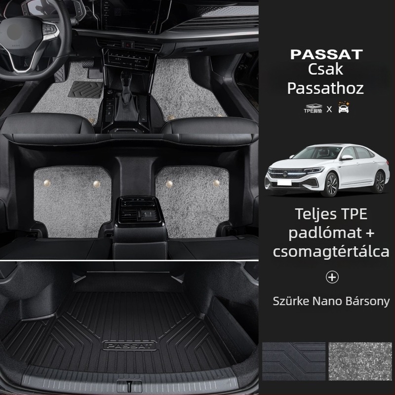 Passat 2025-ös padlószőnyeg készlet küszöbmegoldással, ötüléses konfigurációhoz, logó nyomtatás, termékkód 6823H886815Z14
