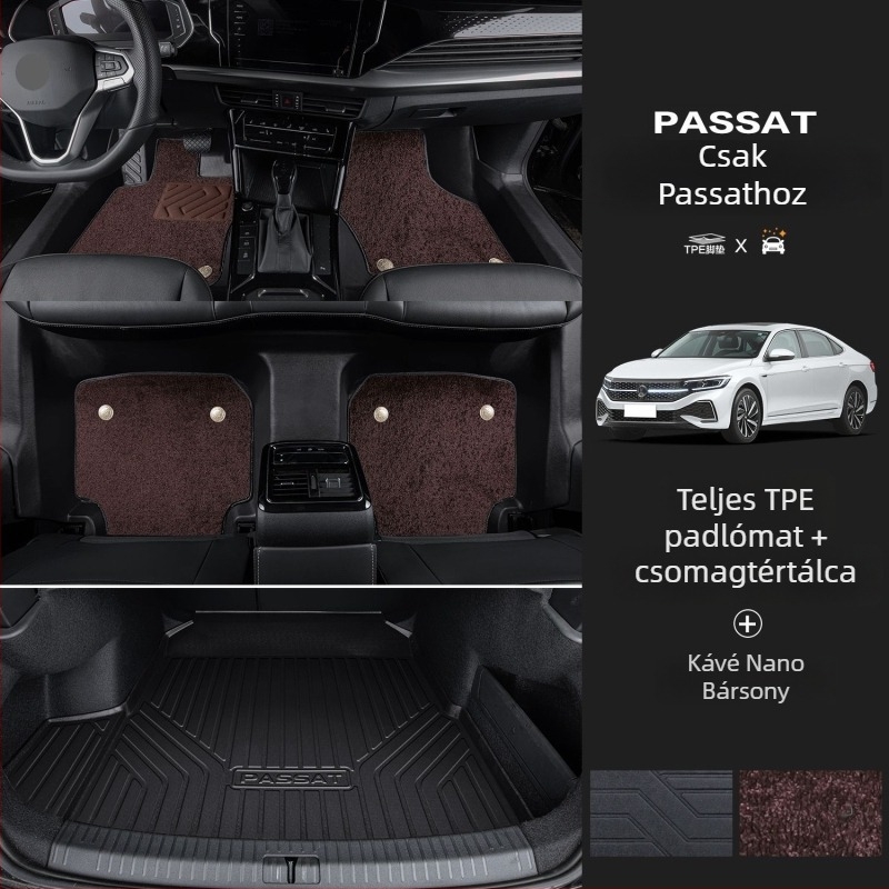 Passat 2025-ös padlószőnyeg készlet küszöbmegoldással, ötüléses konfigurációhoz, logó nyomtatás, termékkód 6823H886815Z14