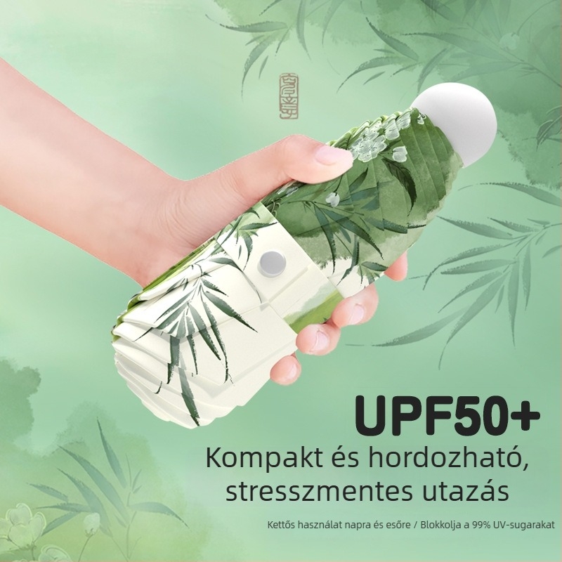 Összecsukható napernyő, automata nyitás-zárás, 8 acél bordázat, 210T poliészter vászon, UPF 50+