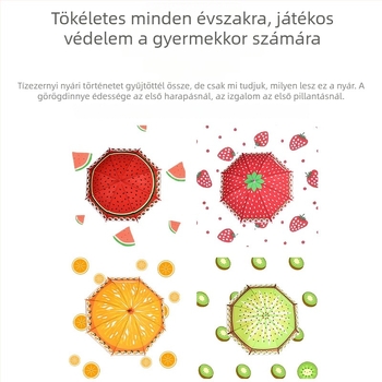 Gyermekeknek szóló karikatúra esernyő — Automatikus nyitás, 6 acél merevítő, Poliészter 170T, EVA fogantyú, egyenes rúd, Napsütés és eső használatra