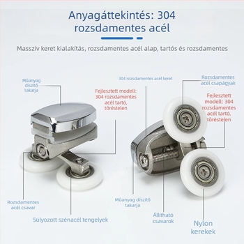Zuhanyajtó csúszó készlet — ívelt sín, 304 rozsdamentes acél, precíziós öntés, modern egyszerű stílus