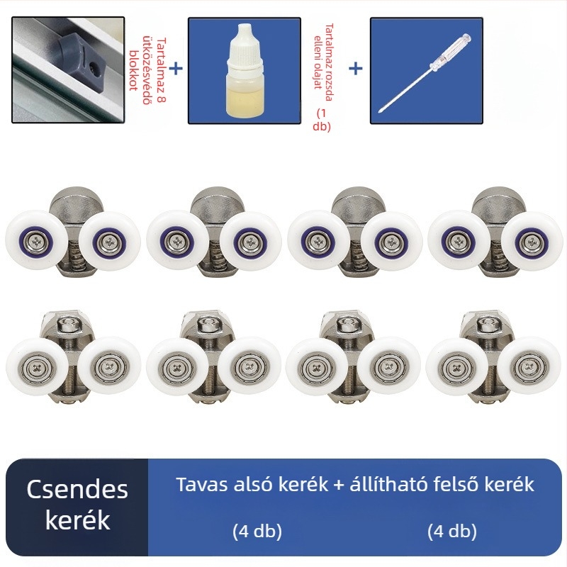 Zuhanyajtó csúszó készlet — ívelt sín, 304 rozsdamentes acél, precíziós öntés, modern egyszerű stílus