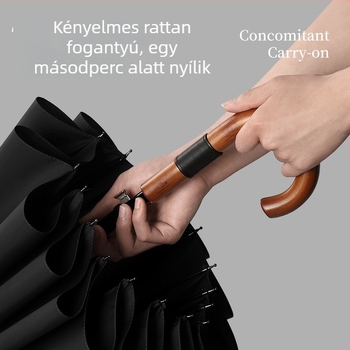 Hosszú nyélű ernyő görbe faber fogantyúval, automatikus nyitás, 16 borda, megerősített rostos váz