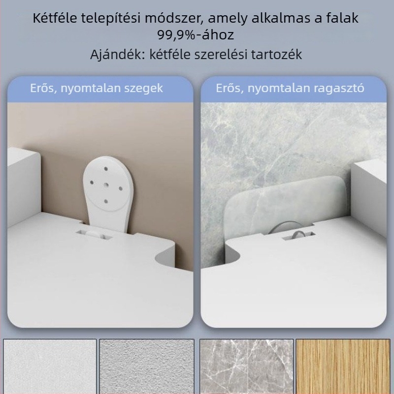 WiFi falra szerelhető televíziós tároló, set-top box és router számára, fúrás nélkül