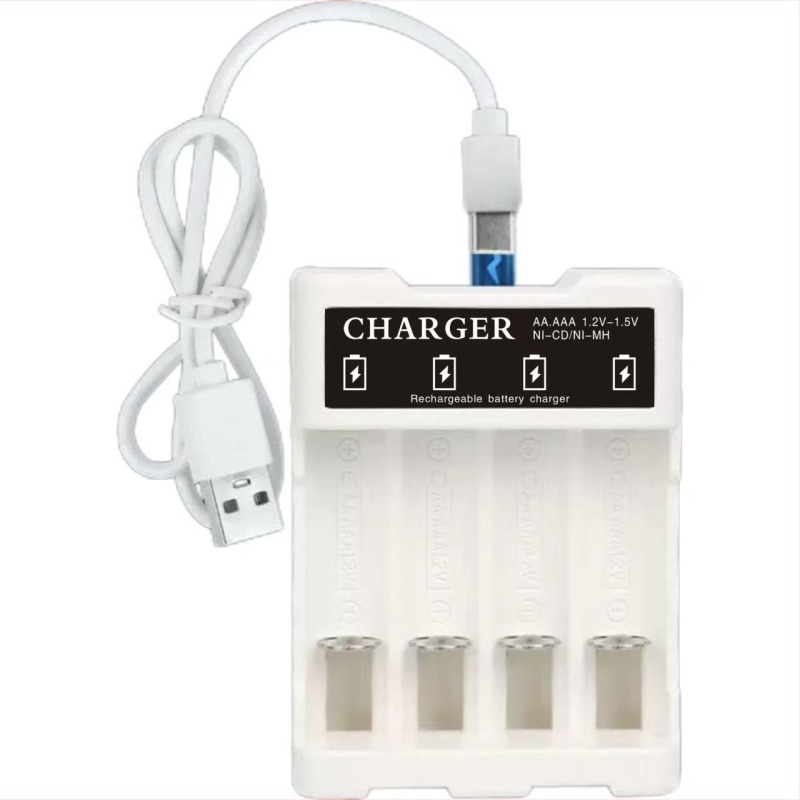 CS sorozat négyrekeszes USB akkumulátor töltő NiMH/NiCd 1.2V cellákhoz, bemenet 5V DC, kimenet 12V 250mA, EMC és RoHS tanúsított