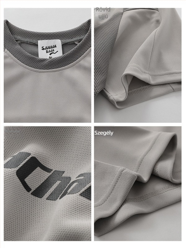 T‑shirt Raglan ujjakkal, lélegző hálós patchwork, oversize, kerek nyakú
