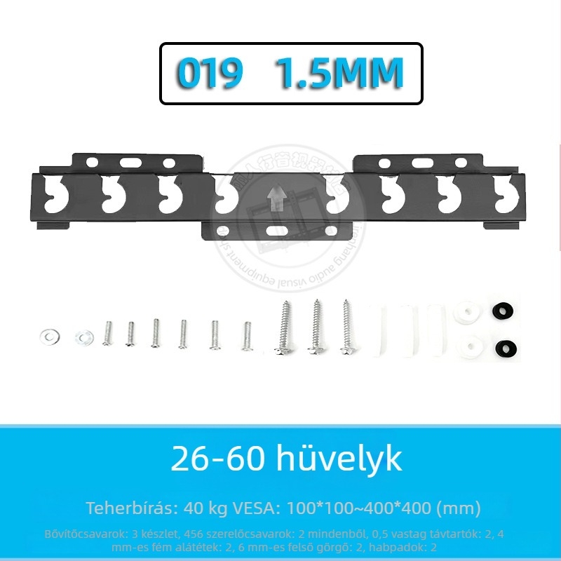 Univerzális falra szerelhető TV-tartó – Modell 019, vas konstrukció, 15 kg feletti teherbírás, szerelőkészlet mellékelve