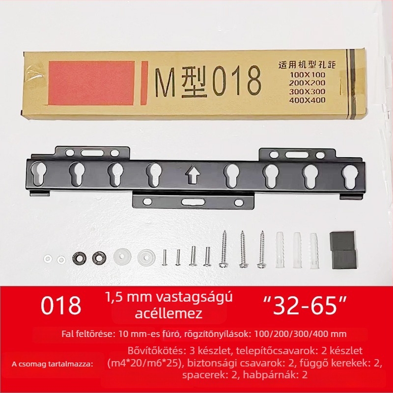 Univerzális falra szerelhető TV-tartó – Modell 019, vas konstrukció, 15 kg feletti teherbírás, szerelőkészlet mellékelve