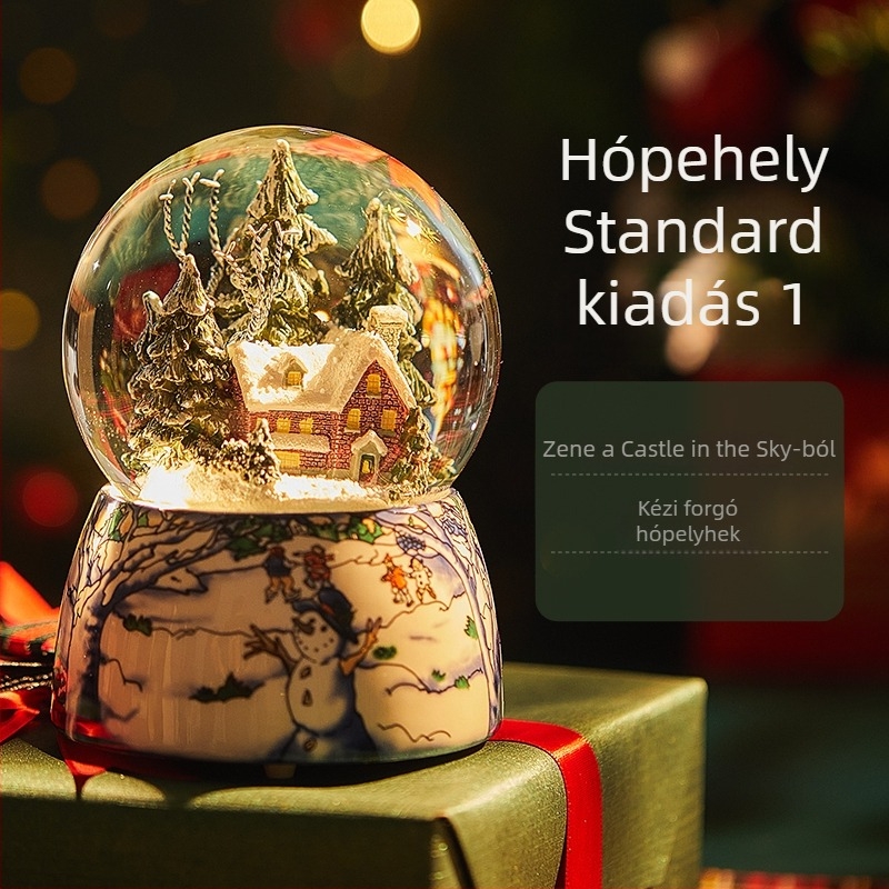 Forgó hókristály gömb Bluetooth zenebox selyemvirággal, nyolc dallammal