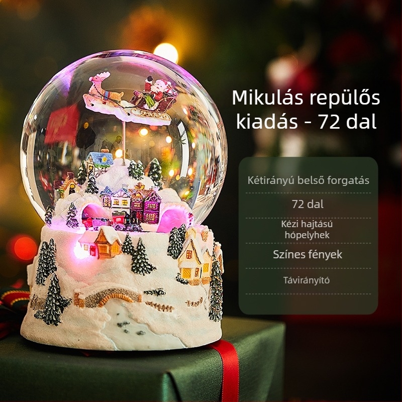 Forgó hókristály gömb Bluetooth zenebox selyemvirággal, nyolc dallammal