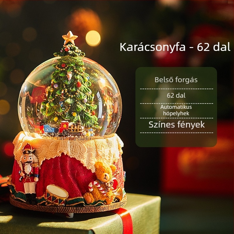 Forgó hókristály gömb Bluetooth zenebox selyemvirággal, nyolc dallammal