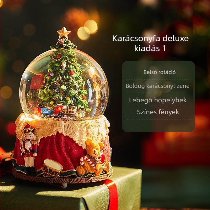 Forgó hókristály gömb Bluetooth zenebox selyemvirággal, nyolc dallammal