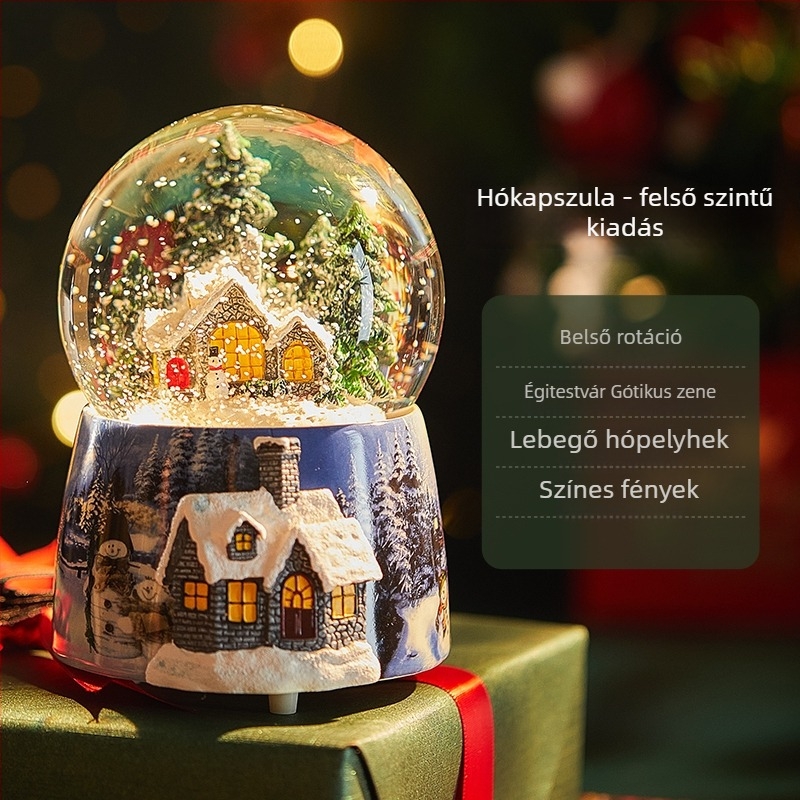 Forgó hókristály gömb Bluetooth zenebox selyemvirággal, nyolc dallammal