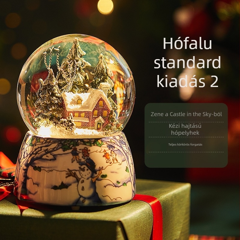 Forgó hókristály gömb Bluetooth zenebox selyemvirággal, nyolc dallammal